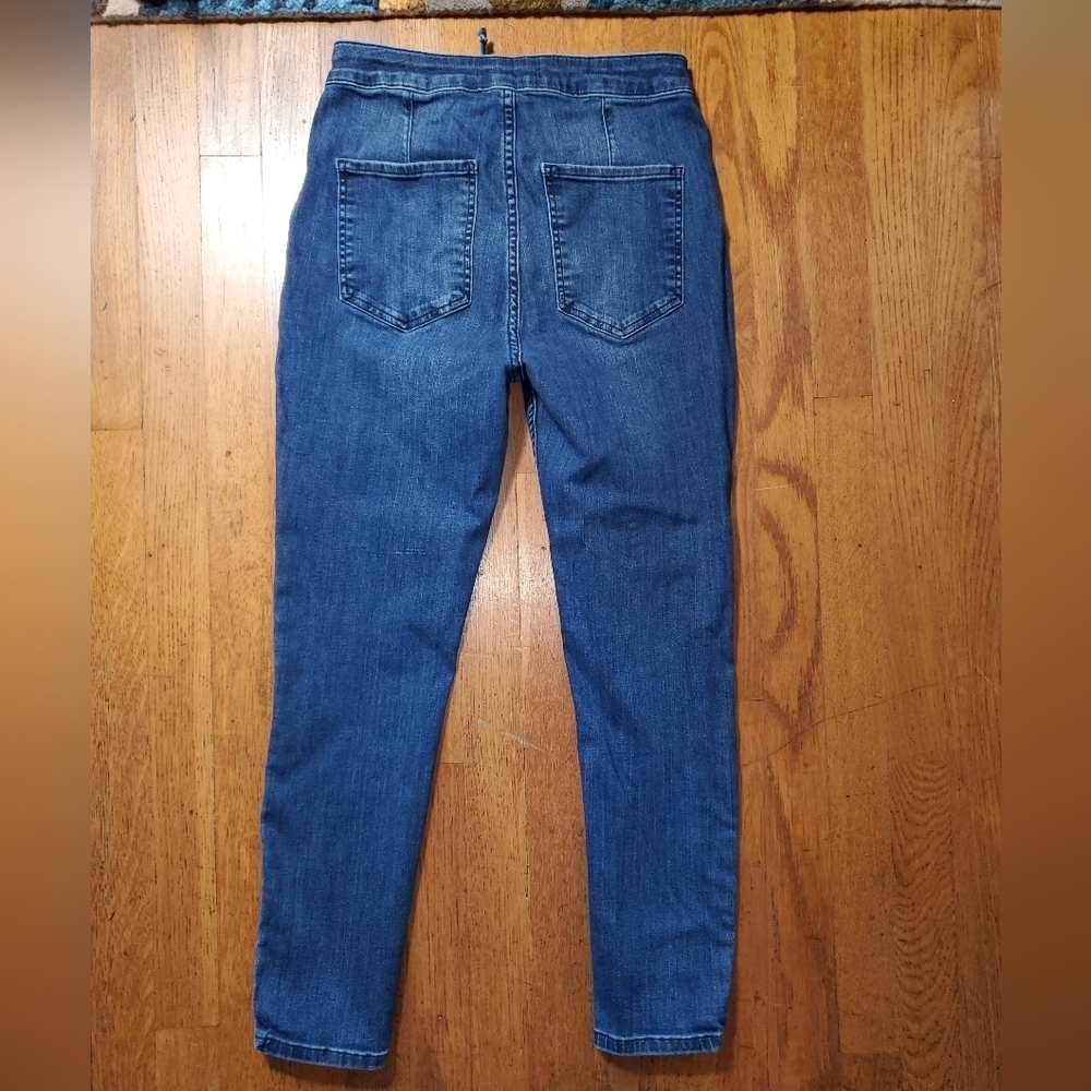 Free People High Rise Lace-Up Blue Jeans - Picture 3 of 11